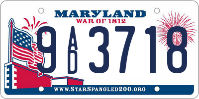 MD license plate 9AD3718