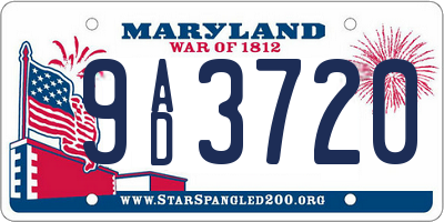 MD license plate 9AD3720