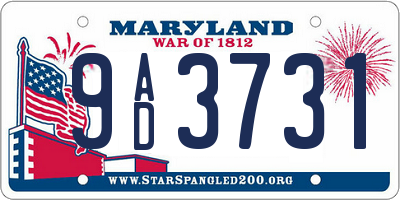 MD license plate 9AD3731