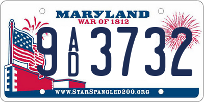 MD license plate 9AD3732