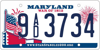 MD license plate 9AD3734