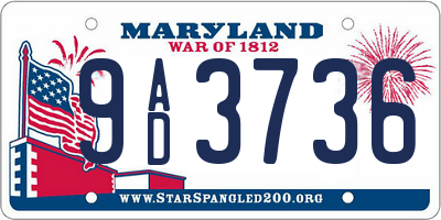 MD license plate 9AD3736