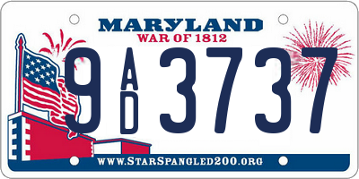 MD license plate 9AD3737