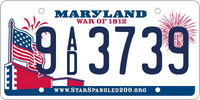 MD license plate 9AD3739