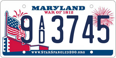 MD license plate 9AD3745