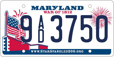 MD license plate 9AD3750