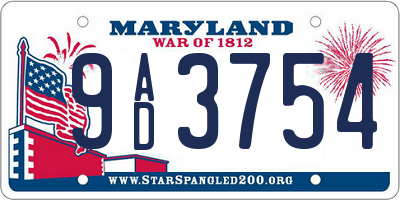 MD license plate 9AD3754