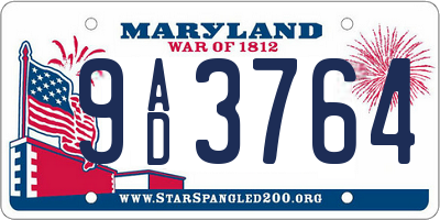 MD license plate 9AD3764