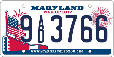 MD license plate 9AD3766