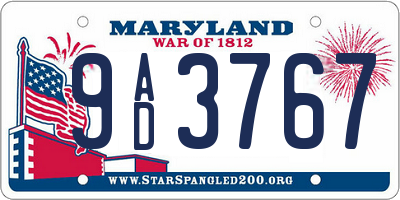 MD license plate 9AD3767
