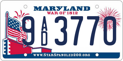 MD license plate 9AD3770