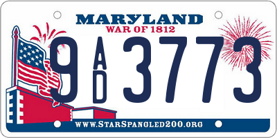 MD license plate 9AD3773