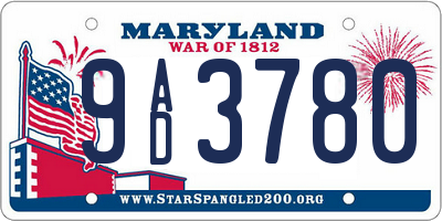 MD license plate 9AD3780