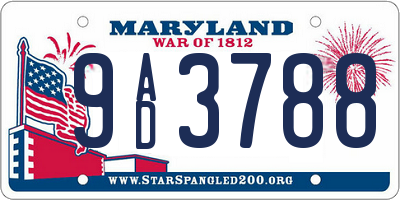MD license plate 9AD3788