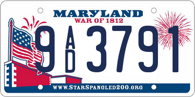 MD license plate 9AD3791