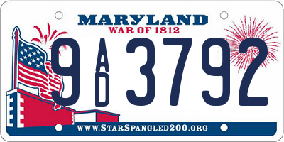 MD license plate 9AD3792