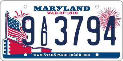 MD license plate 9AD3794