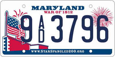 MD license plate 9AD3796