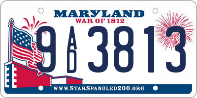 MD license plate 9AD3813