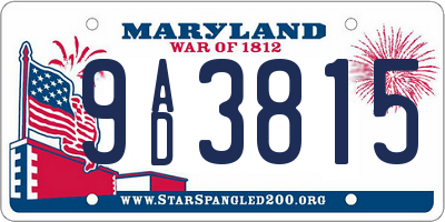 MD license plate 9AD3815