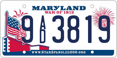 MD license plate 9AD3819