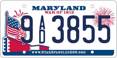 MD license plate 9AD3855