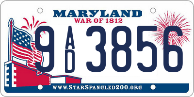 MD license plate 9AD3856
