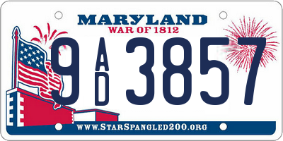 MD license plate 9AD3857