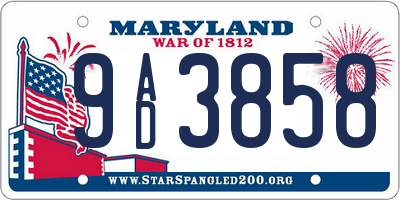 MD license plate 9AD3858