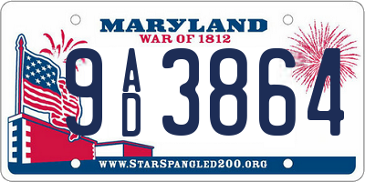 MD license plate 9AD3864