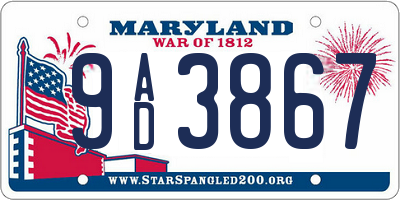 MD license plate 9AD3867