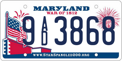 MD license plate 9AD3868