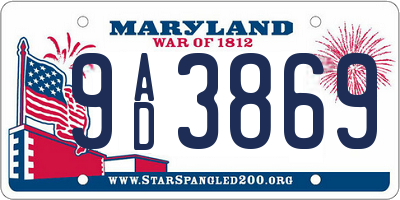 MD license plate 9AD3869