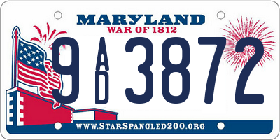 MD license plate 9AD3872