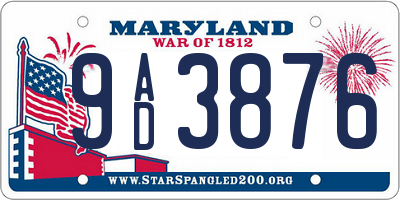 MD license plate 9AD3876