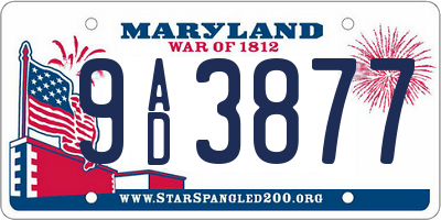 MD license plate 9AD3877