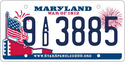 MD license plate 9AD3885