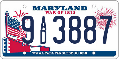 MD license plate 9AD3887