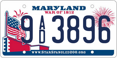 MD license plate 9AD3896