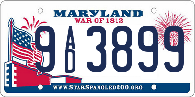 MD license plate 9AD3899