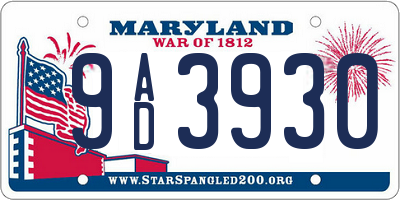 MD license plate 9AD3930