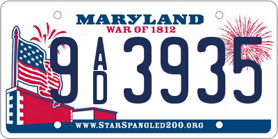 MD license plate 9AD3935