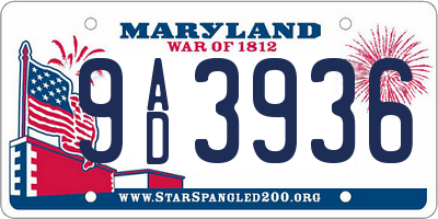 MD license plate 9AD3936