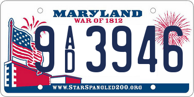 MD license plate 9AD3946