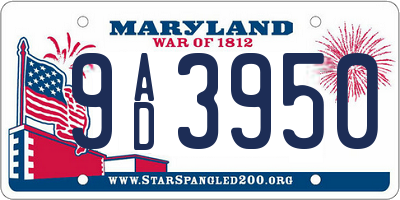 MD license plate 9AD3950