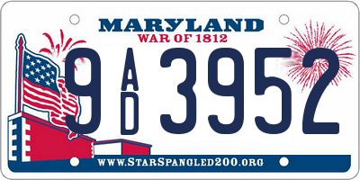 MD license plate 9AD3952