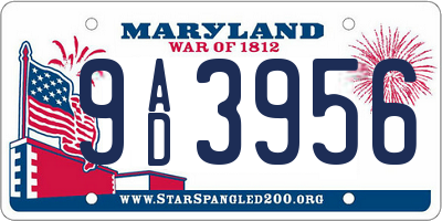 MD license plate 9AD3956