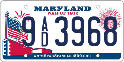 MD license plate 9AD3968