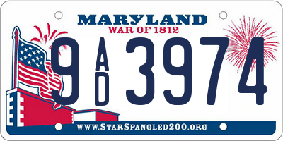 MD license plate 9AD3974
