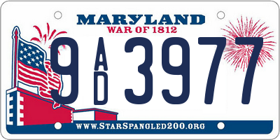 MD license plate 9AD3977